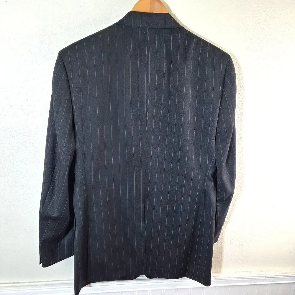 Burberry London Mens Pinstripe Blazer Sport Coat Union Made USA Gray
